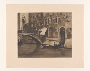 Gondel bei einer Brücke über einen Kanal in Venedig von Willem Witsen (signed by artist)