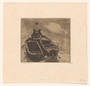 Schlepper mit zwei Kähnen von Willem Witsen (signed by artist)