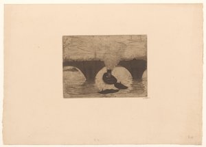 Schlepper vor der Waterloo Bridge in London von Willem Witsen (signed by artist)