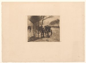 Wachtende rijtuigen op de Victoria Embankment in Londen von Willem Witsen (signed by artist)