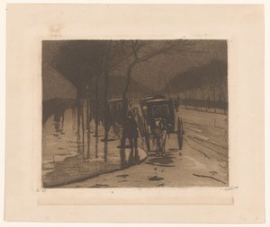 Wartende Kutschen am Victoria Embankment in London von Willem Witsen (signed by artist)