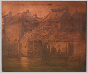 Batavia. Häuser am Kali in geschlossener Reihe von Willem Arnoldus Witsen