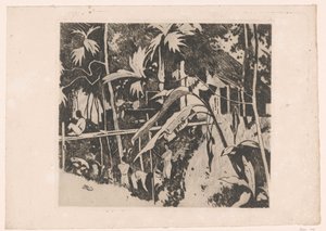 Vegetation und eine schmale Brücke in Buitenzorg von Willem Arnoldus Witsen