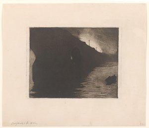 Ansicht der Waterloo Bridge im Nebel in London von Willem Arnoldus Witsen