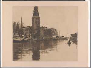 Ansicht auf den Montelbaanstoren in Amsterdam von Willem Arnoldus Witsen