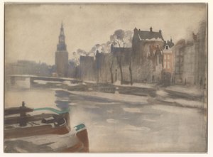 Ansicht über die Oude Schans auf den Montelbaanstoren von Willem Arnoldus Witsen