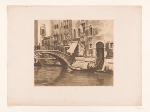 Gondel bei einer Brücke über einen Kanal in Venedig von Willem Arnoldus Witsen