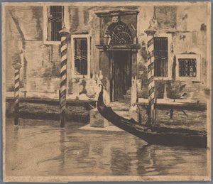 Gondel fährt im Canale Grande, Venedig