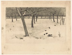 Verschneiter Obstgarten mit Vögeln von Willem Arnoldus Witsen
