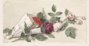 Blumenstrauß aus Rosen und Pelargonien