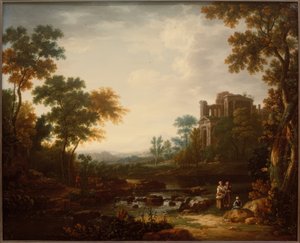 Landschaft mit Ruinen und Figurenstaffagen