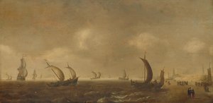 Meereslandschaft am Strand von Scheveningen von Willem van Diest (attributed to)
