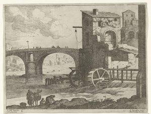 Brücke und Wassermühle