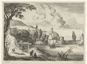 Dorf an einer Bucht (Italienische Landschaften) von Willem van Nieulandt (II)