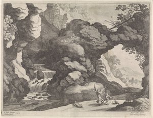 Landschaft mit Hagar und Ismael von Willem van Nieulandt (II)