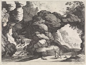 Landschaft mit Hagar und Ismael von Willem van Nieulandt (II)