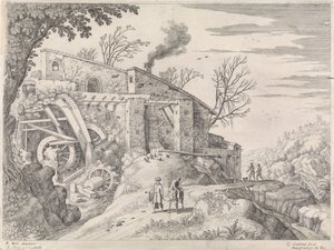 Landschaft mit einer Wassermühle und dem barmherzigen Samariter (Italienische Landschaften)