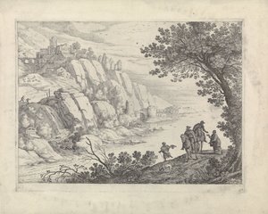 Reiter und Bettler in einer Landschaft