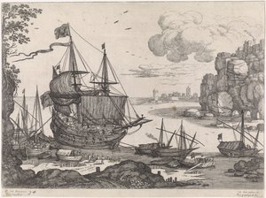 Schiffe in einem Hafen von Willem van Nieulandt (II)