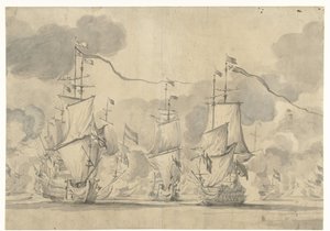 Seeschlacht bei Lowestoft am 13. Juni 1665 von Willem van de Velde (I)