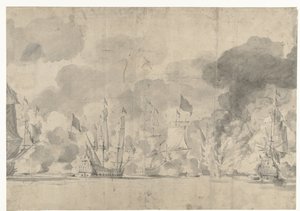 Seeschlacht bei Lowestoft am 13. Juni 1665 von Willem van de Velde (I)