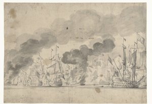 Seeschlacht bei Lowestoft am 13. Juni 1665 von Willem van de Velde (I)