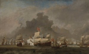 Seeschlacht zwischen Michiel Adriaensz de Ruyter und dem Herzog von York auf der Royal Prince während der Schlacht von Solebay, 7. Juni 1672: Episode aus dem Dritten Englisch-Niederländischen Krieg