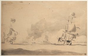 Ein niederländisches Schiff verfolgt ein englisches Schiff