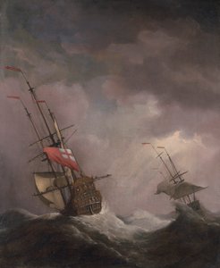 Ein englisches Schiff auf See in einem Sturm von Willem van de Velde the Younger