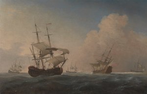 Englische Kriegsschiffe im Wind Offshore von Willem van de Velde the Younger