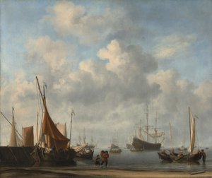 Eingang zu einem niederländischen Hafen von Willem van de Velde the Younger