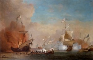 Piraten greifen ein britisches Marineschiff an, 17. Jahrhundert