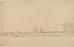 Ansicht einer niederländischen Stadt (Delft?) von Willem van de Velde the Younger