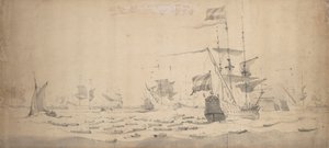 Eine niederländische Flotte in einer Brise: ein Kriegsrat, um 1665