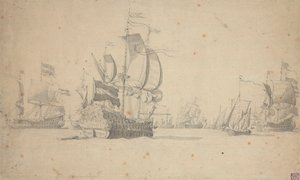 Eine niederländische Staffel bildet eine Schlachtlinie, Mai 1672?, ca. 1672 von Willem van de the Elder Velde