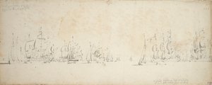 De Ruyter schließt sich Tromps Flotte in der Nordsee an, 8.-18. August 1665 von Willem van de the Elder Velde