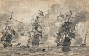 Die Schlacht von Scheveningen, 31. Juli 1653: der letzte Angriff in der Schlacht von Willem van de the Elder Velde