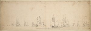 Die niederländische Flotte vor der Schlacht von Lowestoft, Mai-Juni 1665 von Willem van de the Elder Velde