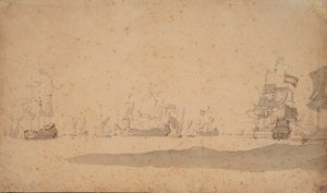 Die niederländische Flotte liegt wahrscheinlich im Mai 1672 vor Anker, ca. 1672 von Willem van de the Elder Velde