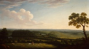 Weitläufige bewaldete Landschaft mit Blick auf eine Stadt von Joseph Mallord William Turner