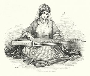Dame spielt auf dem Kanoon von William (after) Harvey