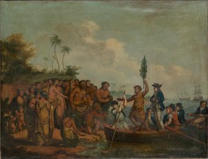 Landung von Captain Cook in Middleburg, Freundschaftsinseln von William (after) Hodges
