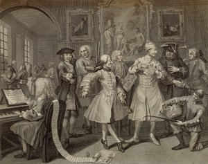 Tom Rakewell umgeben von Künstlern und Professoren, Platte II aus The Rake