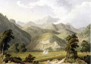 Zugang zum Bore Ghaut, nach einem Gemälde von Lt. Col. Johnson, graviert von T. Fielding und koloriert von J.B. Hogarth