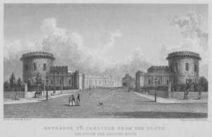 Eingang nach Carlisle von Süden, das Gefängnis und das Sitzungsgebäude (Stich) von William (after) Westall