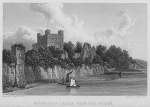 Rochester Castle, von der Brücke aus von William (after) Westall
