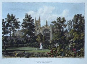 Winchester College vom Garten des Wächters, aus 