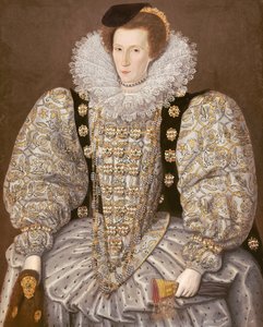 Porträt einer Dame des elisabethanischen Hofes, ca. 1595 von William (attr. to) Segar