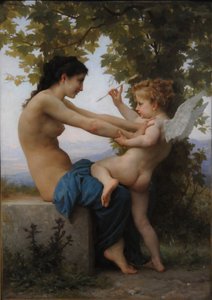 Ein junges Mädchen verteidigt sich gegen Eros, 1880 von William Adolphe Bouguereau