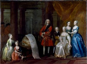 Gruppenporträt von Frederick, Prinz von Wales, mit seinem Bruder, dem Herzog von Cumberland, und ihren fünf Schwestern